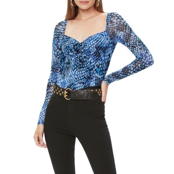 AFRM Tops - AFRM Thong Bodysuit The Romy Python Top Size S NWT